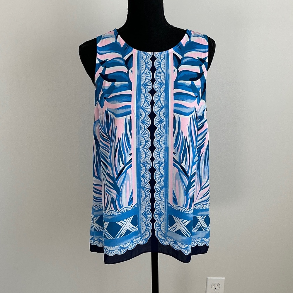 Lilly Pulitzer Blue and Pink Patterned Blouse